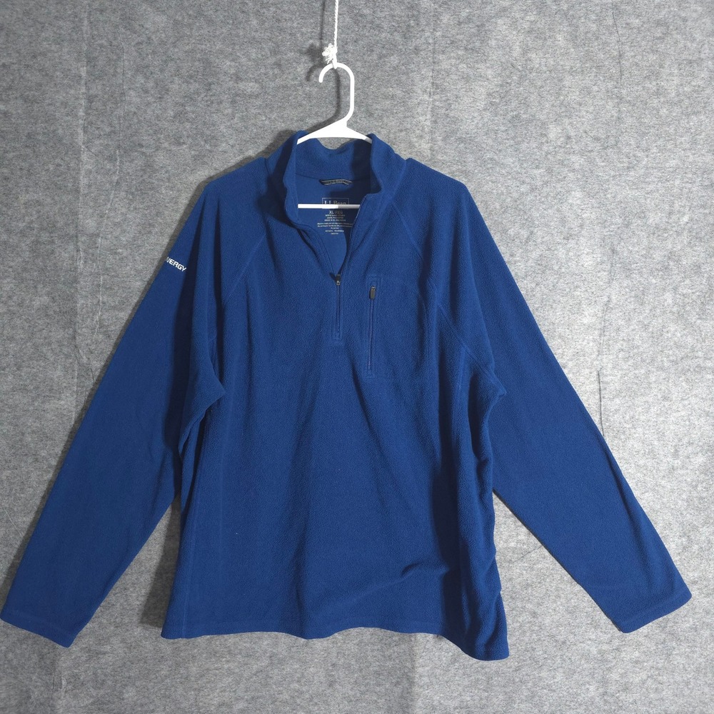 LL Bean Fleece Quarter Zip Pullover Mens XL Blue Quanergy Performance Outdoor Go